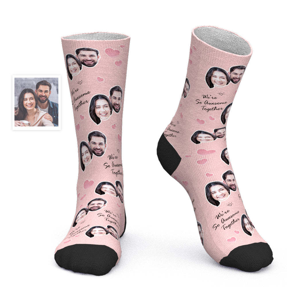 Custom Face Socks Personalized Photo Socks Valentine's Day Gift - We're So Awesome Together - PhotoBoxer