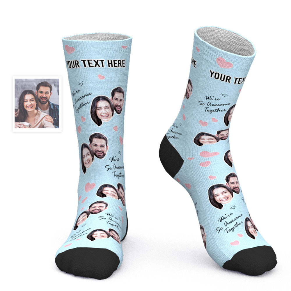 Custom Face Socks Personalized Photo Socks Valentine's Day Gift - We're So Awesome Together - PhotoBoxer