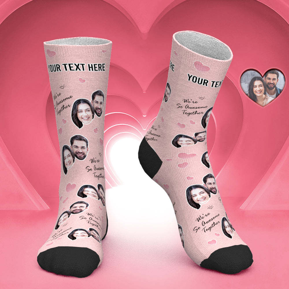 Custom Face Socks Personalized Photo Socks Valentine's Day Gift - We're So Awesome Together - PhotoBoxer