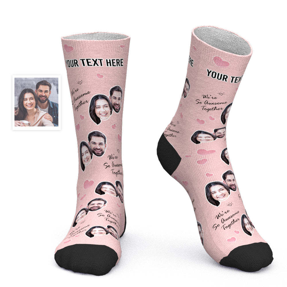 Custom Face Socks Personalized Photo Socks Valentine's Day Gift - We're So Awesome Together - PhotoBoxer