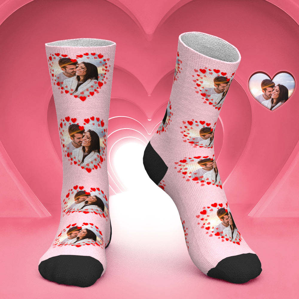 Custom Couple Photo Socks Romantic Valentine Gift - PhotoBoxer