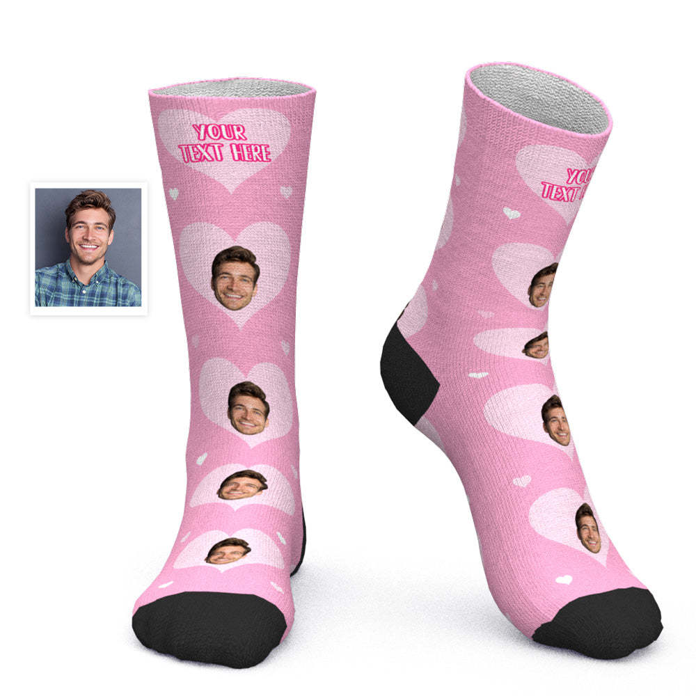 Custom Face Socks Personalized Photo Socks Valentine's Day Gift for Lover - Heart - PhotoBoxer