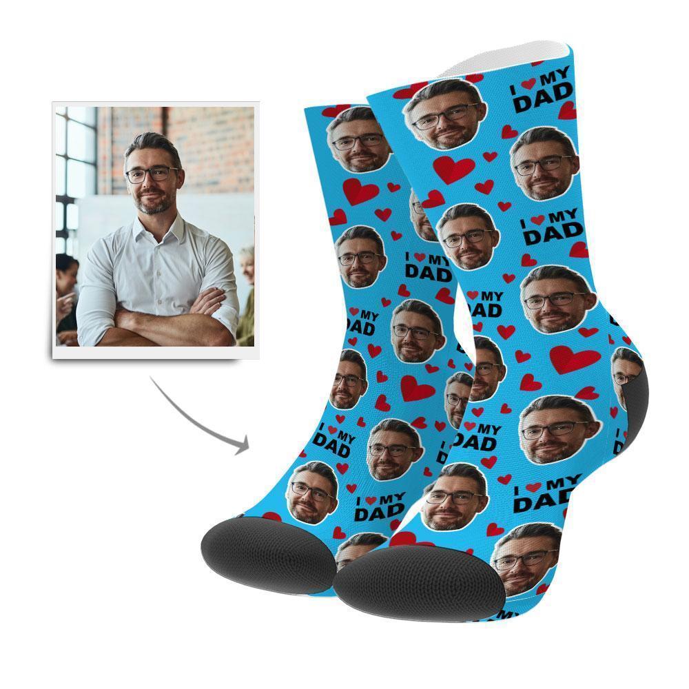 Custom Socks Personalized Love Heart Face Socks Add Pictures And Name - PhotoBoxer