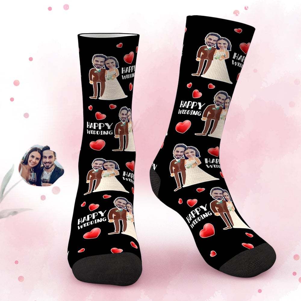 Personalized Face Socks Wedding Anniversary Gift Happy Wedding