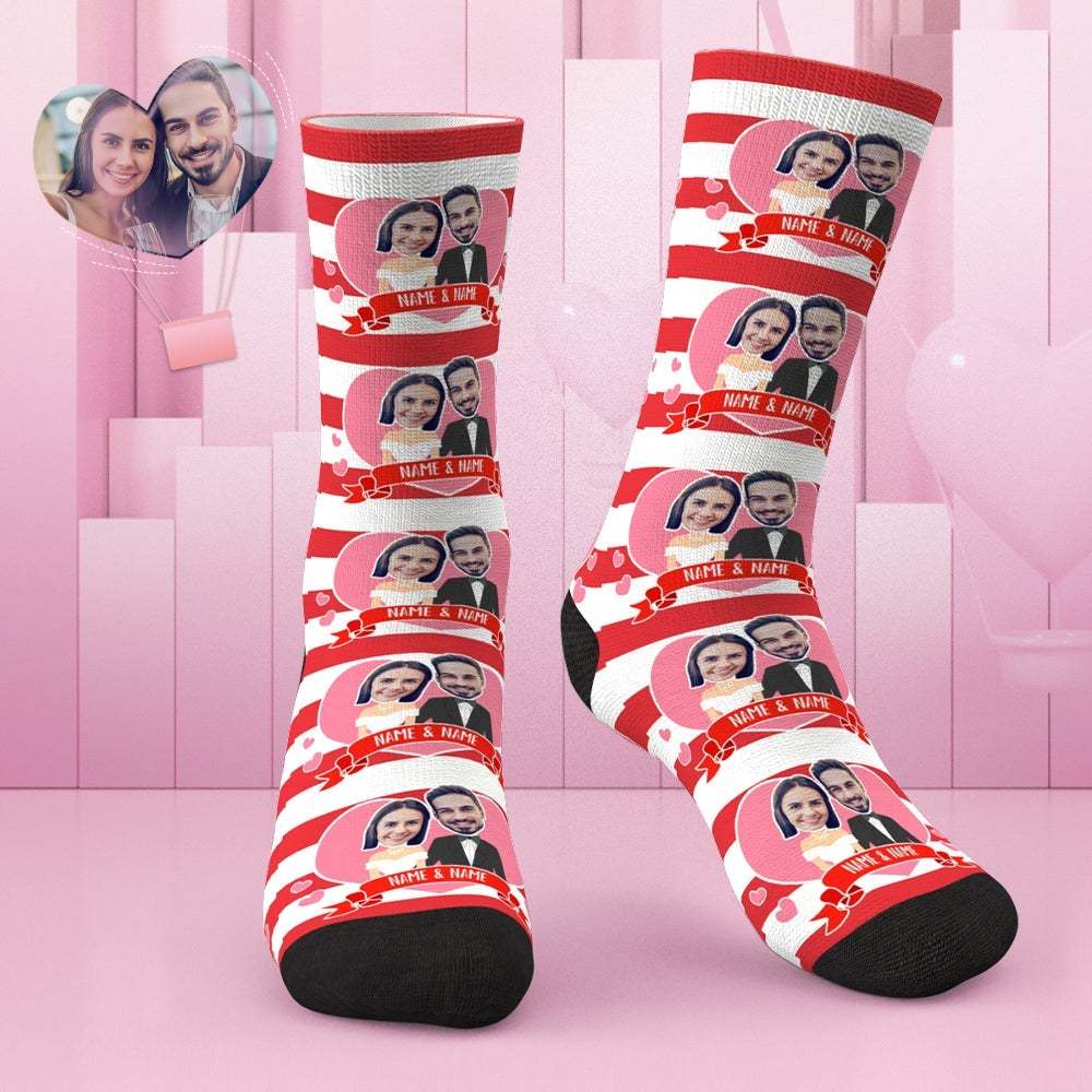 Personalized Face and Name Socks Wedding Anniversary Gift Happy Wedding