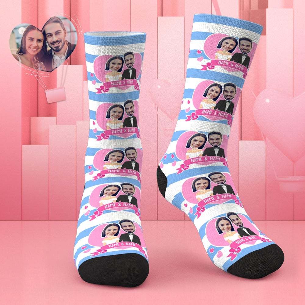 Personalized Face and Name Socks Wedding Anniversary Gift Happy Wedding