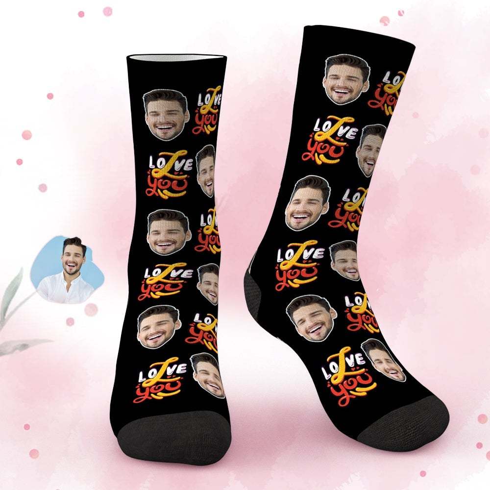 Custom Face Socks Love You Socks Valentines Day Gift For Girlfriend Lover