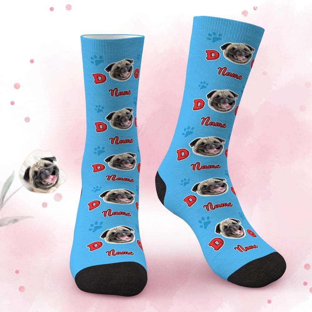 Custom Dog Face & Name Socks Personalized Dog Lover Socks