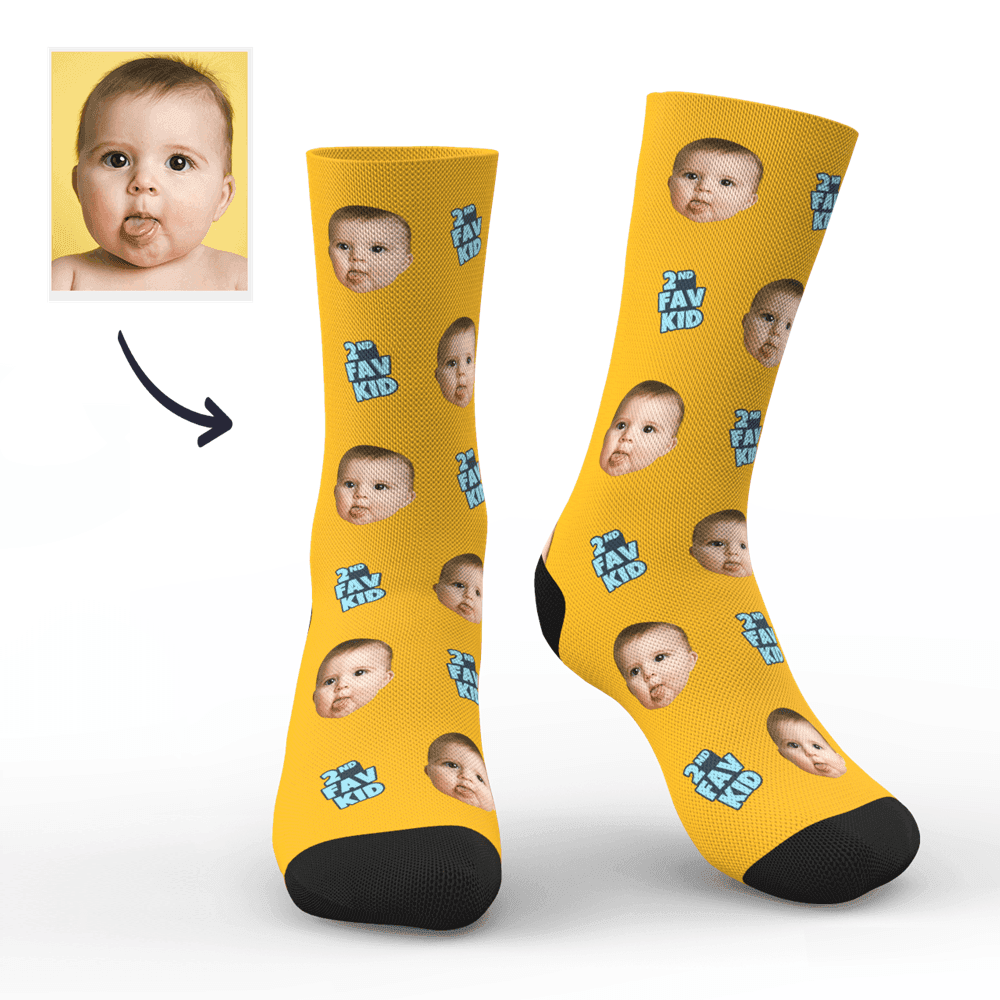 Custom 2nd Fav Kid Photo Socks - PhotoBoxer