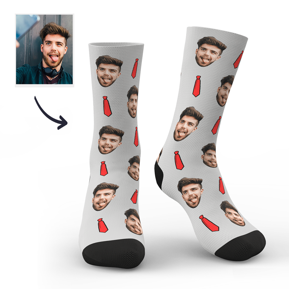 Custom Red Tie Socks - PhotoBoxer