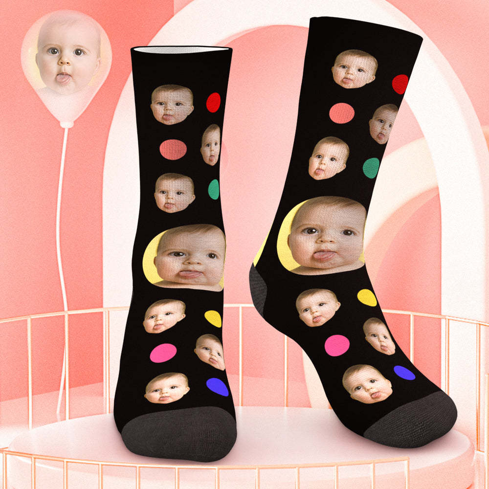 Custom Face Socks DIY Cute Socks Classic Polka Dot Socks Gift for Mum