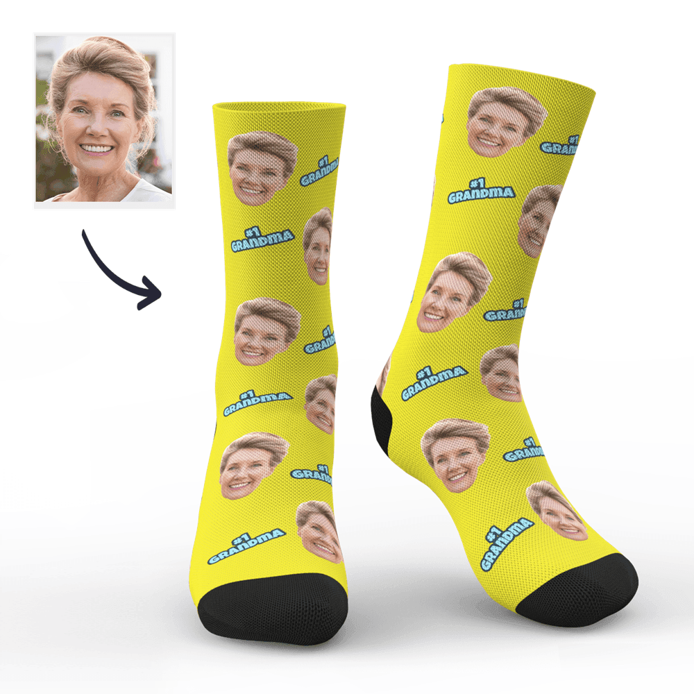 Mother's Day Gift - Custom #1 Grandma Photo Socks - PhotoBoxer