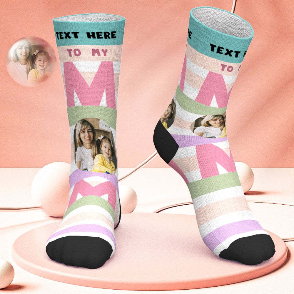Custom Photo Socks Personalized Pink Photo Socks Gifts to My Mom - Mother's Day Gifts - PhotoBoxer