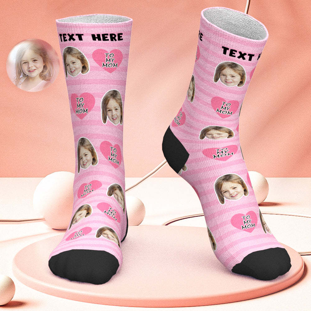 Custom Face Socks Personalized Pink Photo Socks Gifts to My Mom - PhotoBoxer
