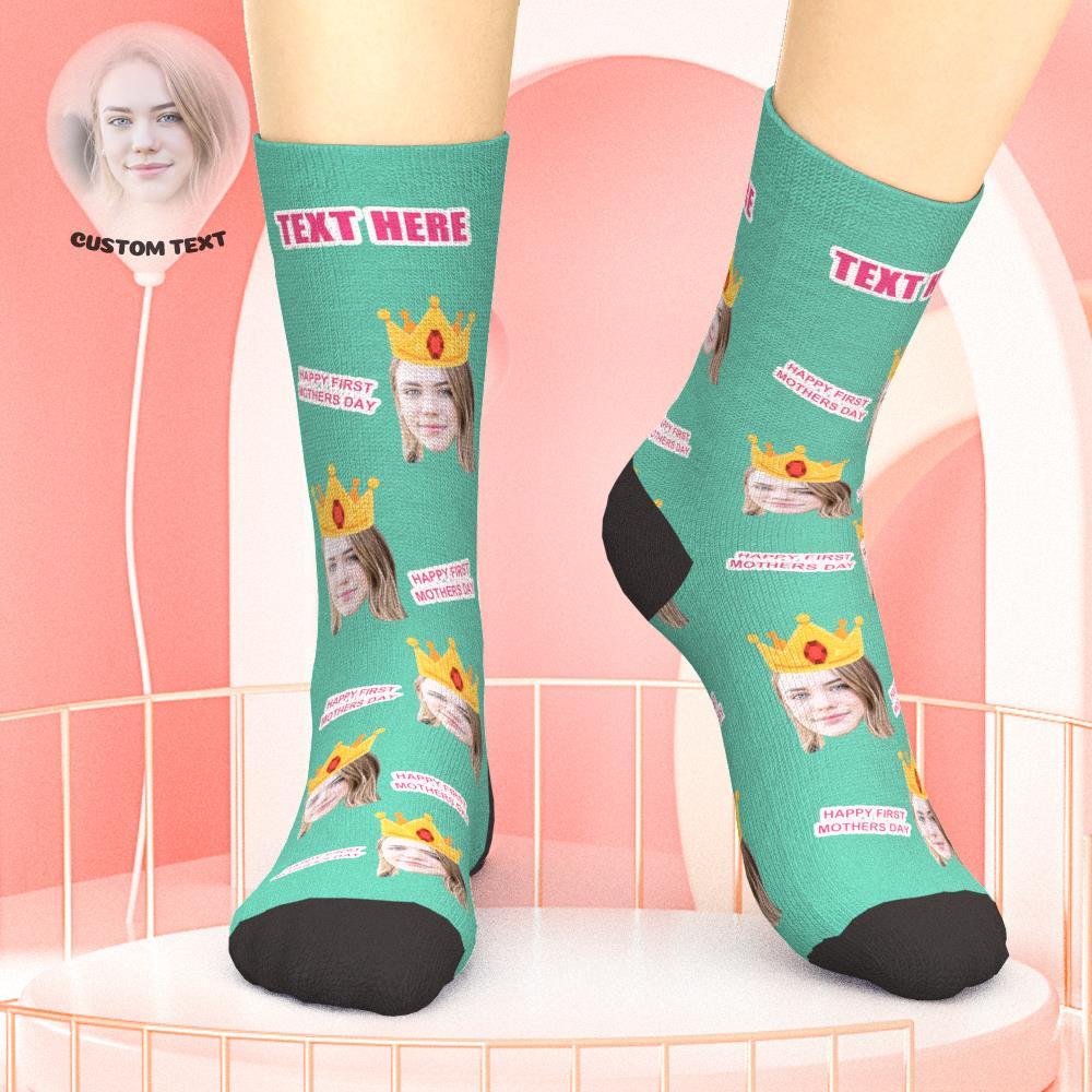 Happy First Mothers Day Face on Socks Custom Socks