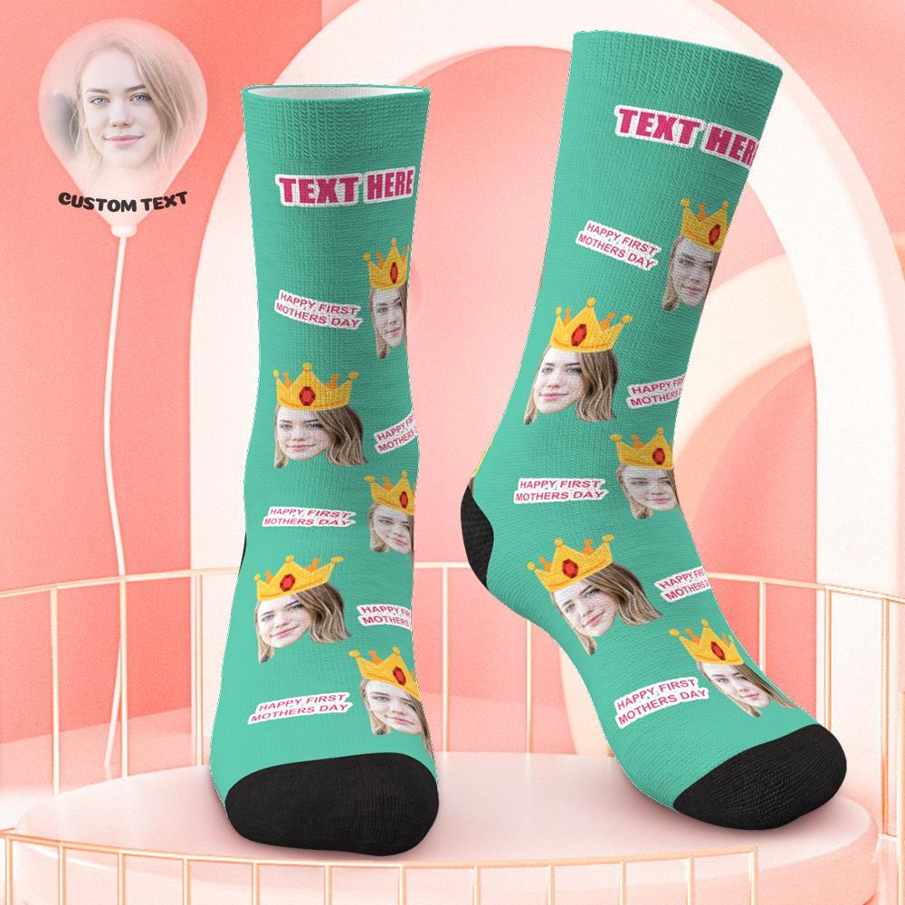 Happy First Mothers Day Face on Socks Custom Socks