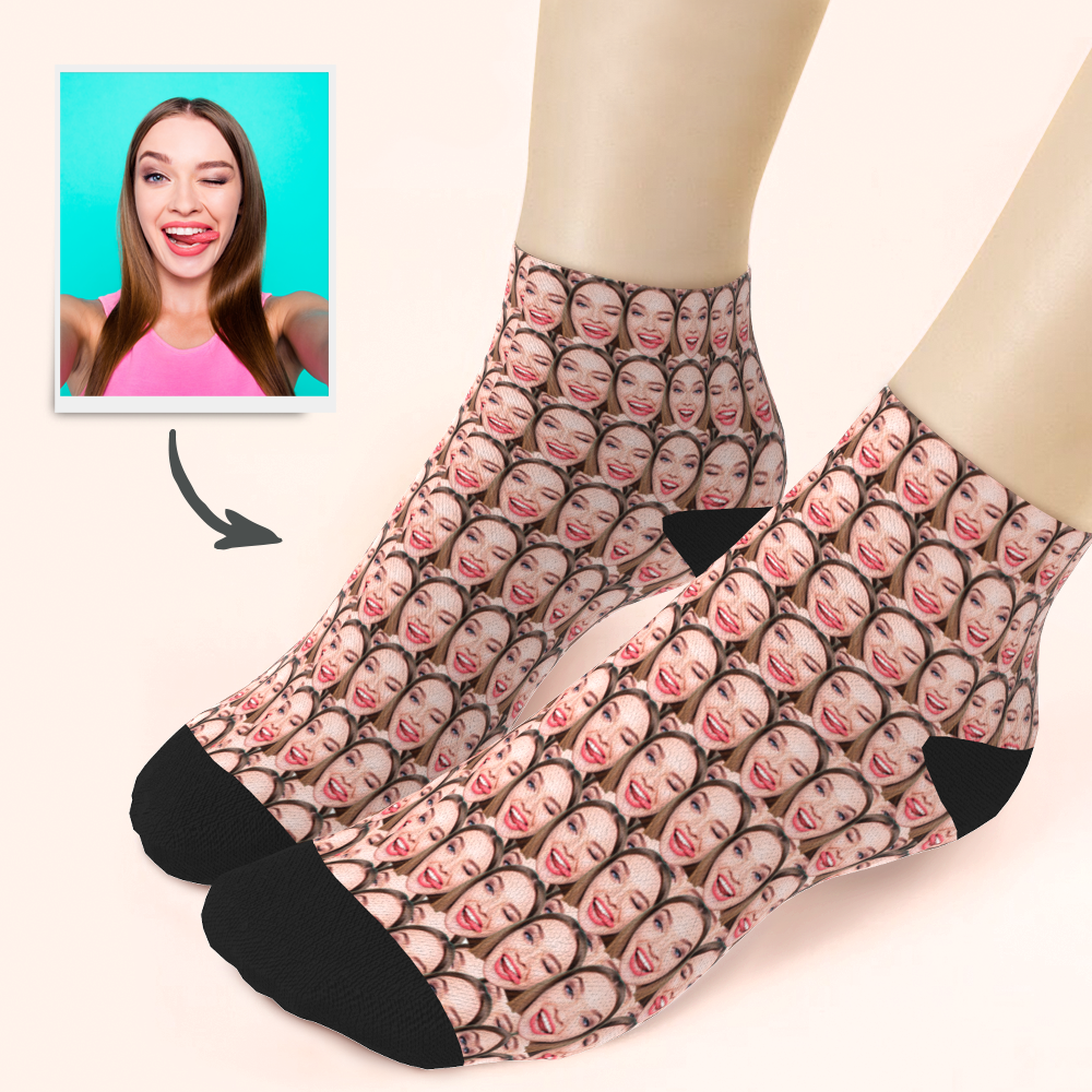 Custom Girlfriend Face Ankle Socks - PhotoBoxer