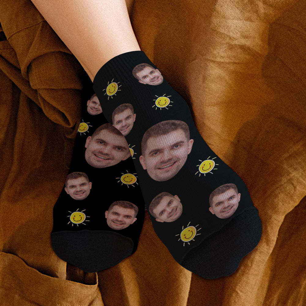 Custom Short Face Socks Personalised Photo Ankle Socks Summer Gifts - Sun