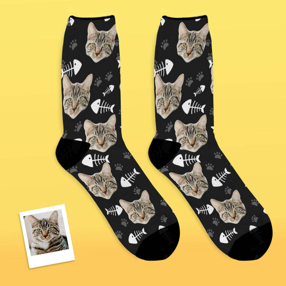 Custom Breathable Face Socks Lovely Cat Photo Socks - PhotoBoxer