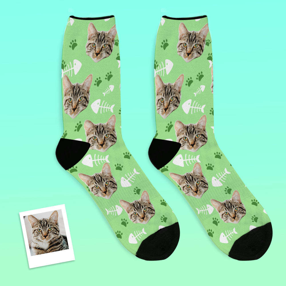 Custom Breathable Face Socks Lovely Cat Photo Socks - PhotoBoxer