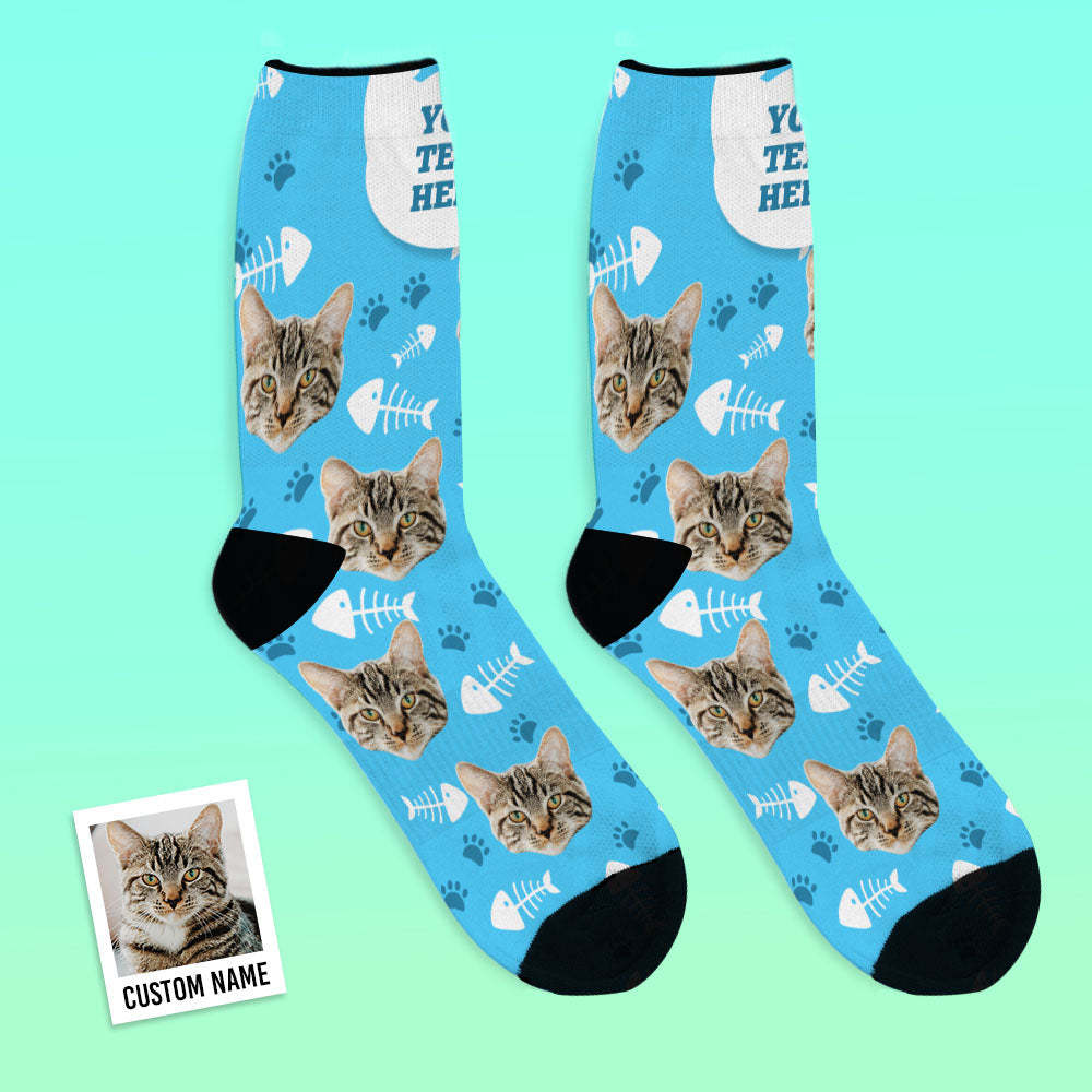 Custom Breathable Face Socks Lovely Cat Photo Socks - PhotoBoxer