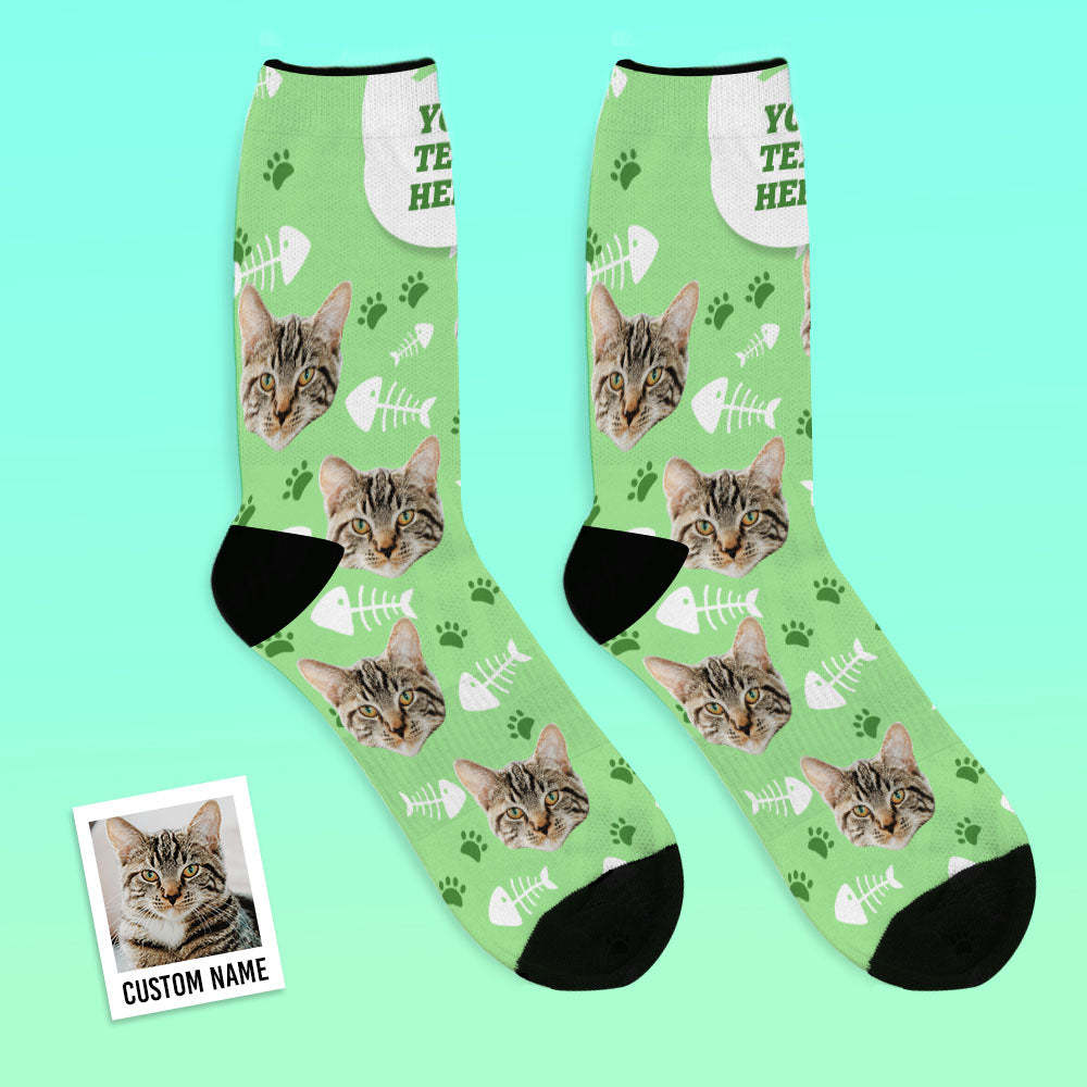 Custom Breathable Face Socks Lovely Cat Photo Socks - PhotoBoxer