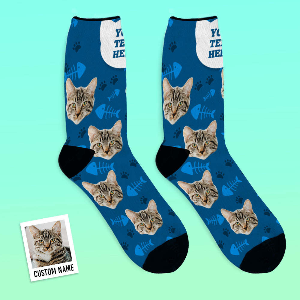 Custom Breathable Face Socks Lovely Cat Photo Socks - PhotoBoxer