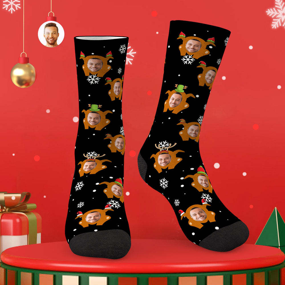 Custom Face Socks Personalized Photo Christmas Socks - Colorful