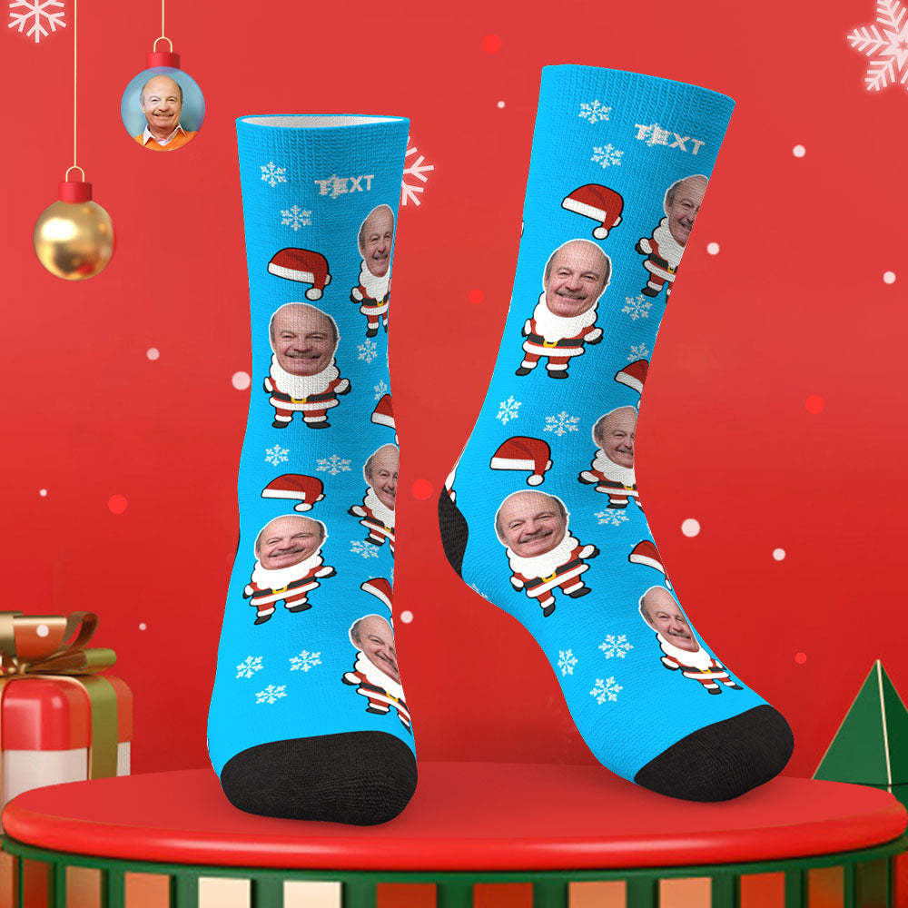Custom Face Socks Personalized Photo Santa Socks Christmas Gift