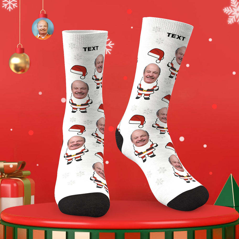 Custom Face Socks Personalized Photo Santa Socks Christmas Gift