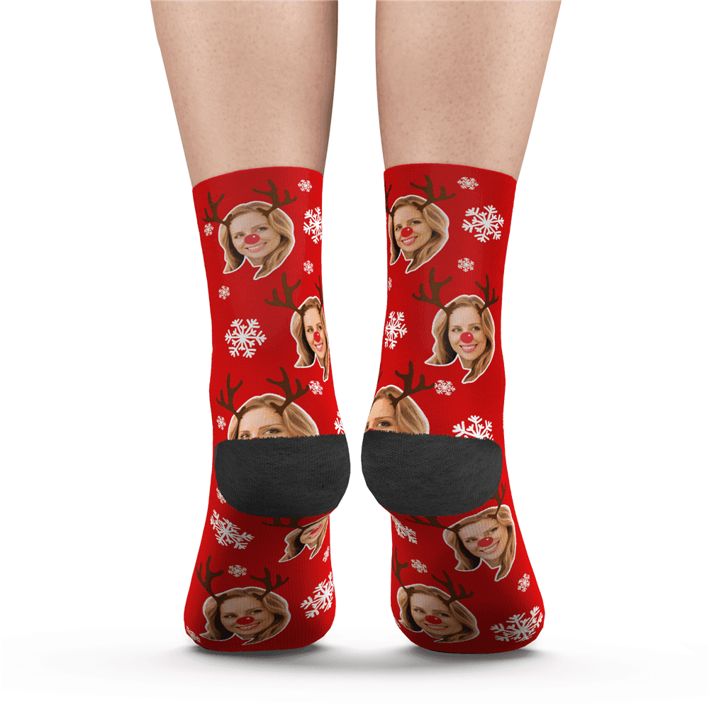 Christmas Custom Cute Antler Socks - PhotoBoxer