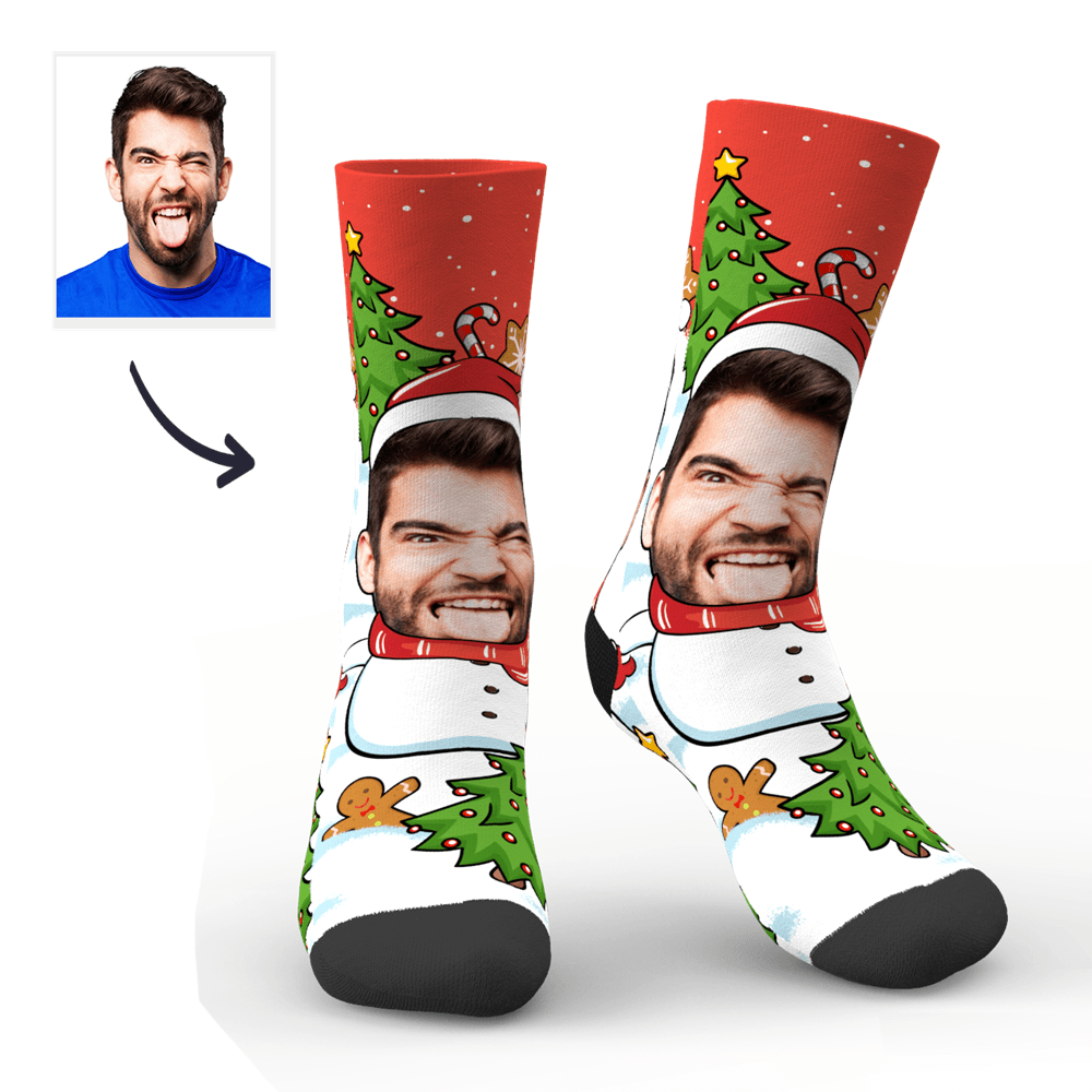 Christmas Custom Funny Expression Socks - PhotoBoxer