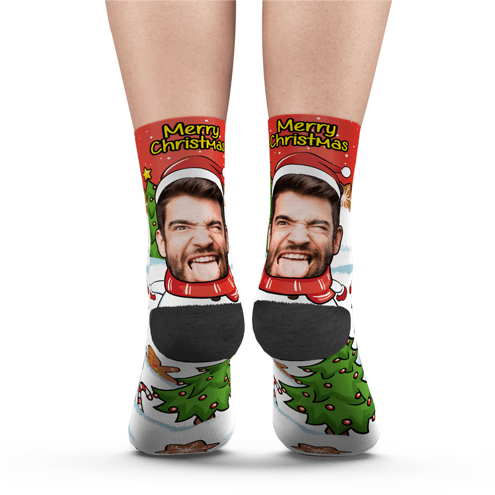 Christmas Custom Funny Expression Socks With Text - PhotoBoxer