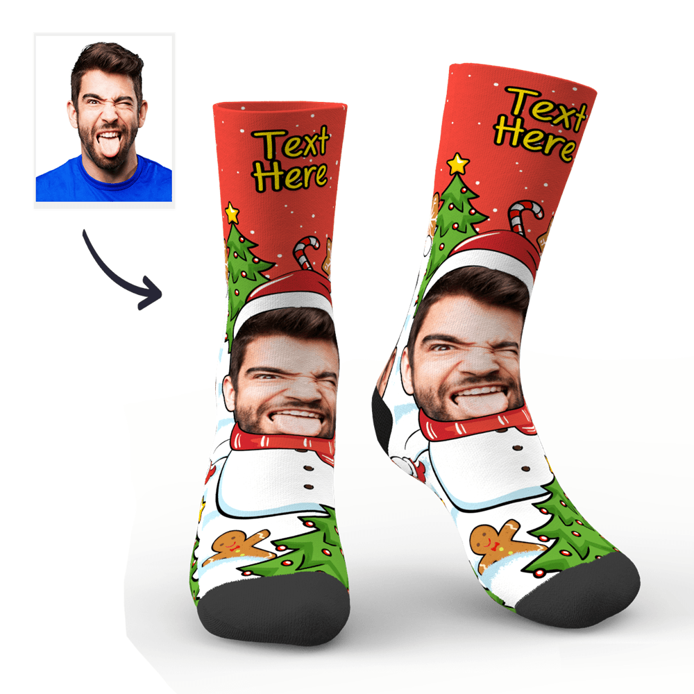 Christmas Custom Funny Expression Socks With Text - PhotoBoxer