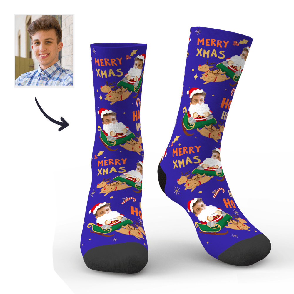 Custom Merry XMAS Photo Socks - PhotoBoxer