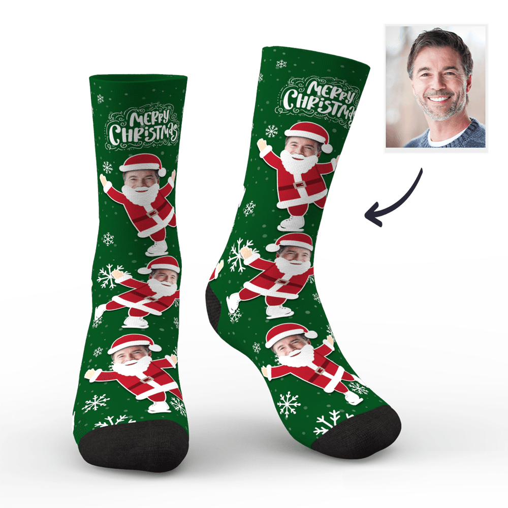 Custom Christmas Socks Face on Santa Claus's Body