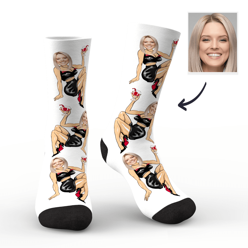 Christmas Gifts Men's Custom Face on Sexy Girl Body Socks - PhotoBoxer