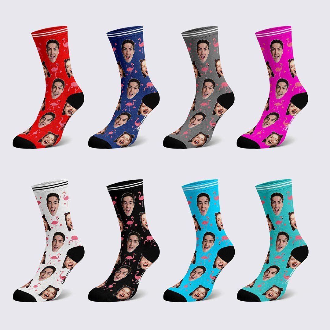 Couple Custom Swan And Face On Socks - PhotoBoxer