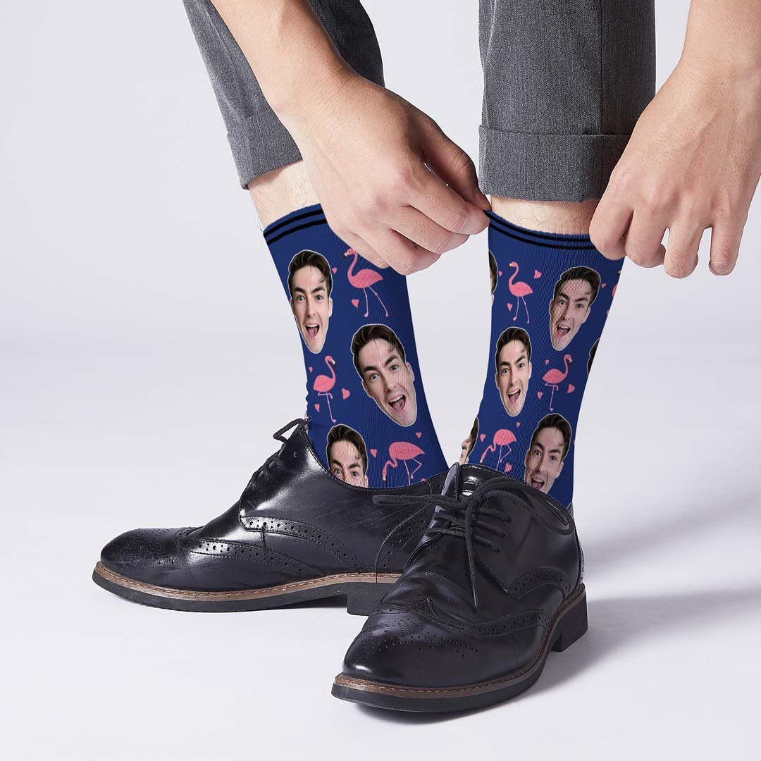 Couple Custom Swan And Face On Socks - PhotoBoxer