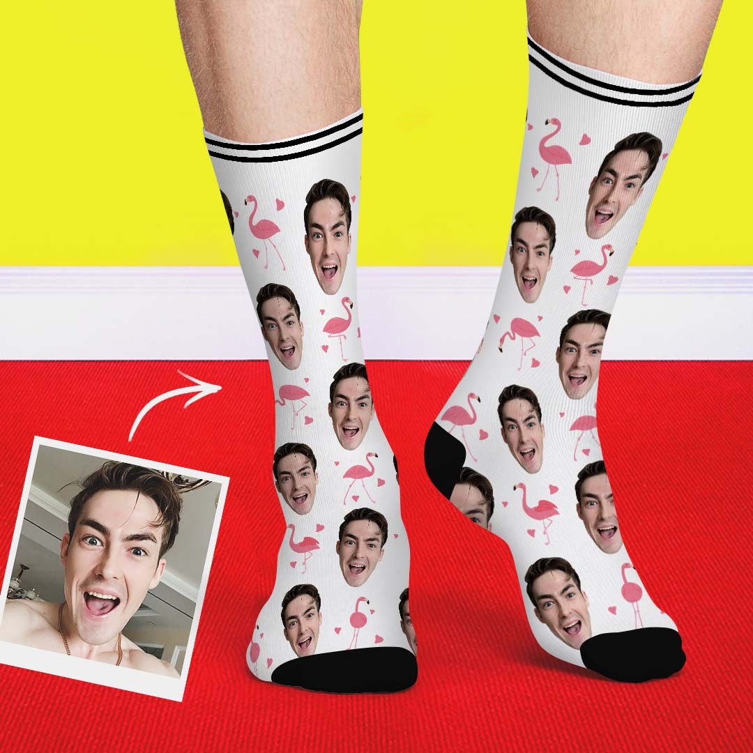 Couple Custom Swan And Face On Socks - PhotoBoxer