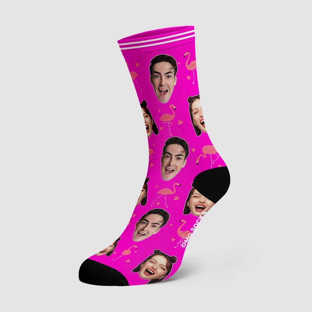 Couple Custom Swan And Face On Socks - PhotoBoxer