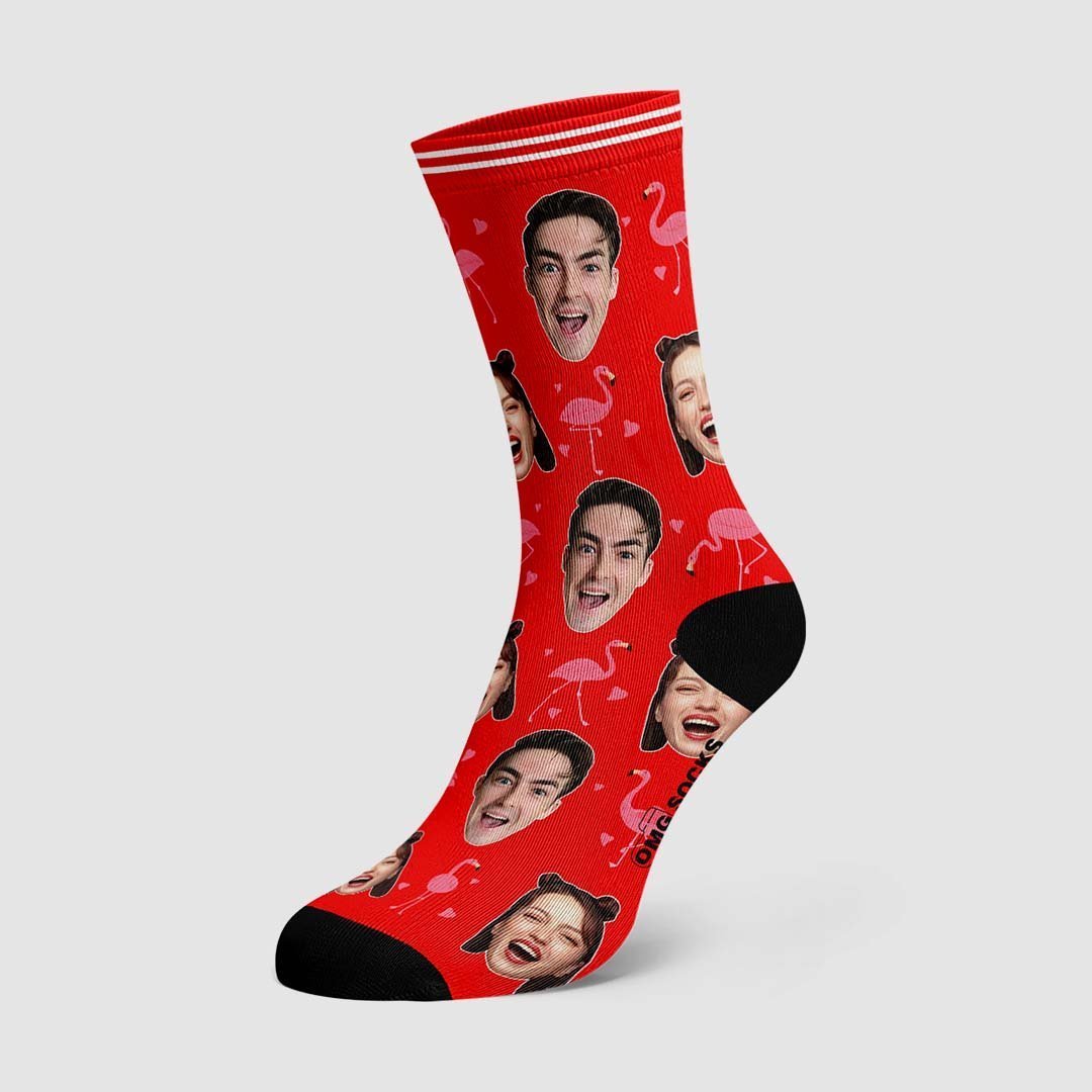 Couple Custom Swan And Face On Socks - PhotoBoxer