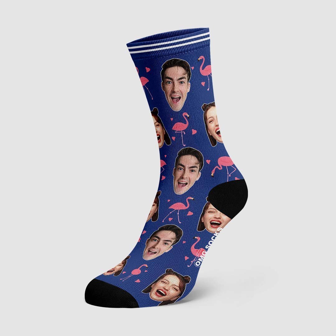 Couple Custom Swan And Face On Socks - PhotoBoxer