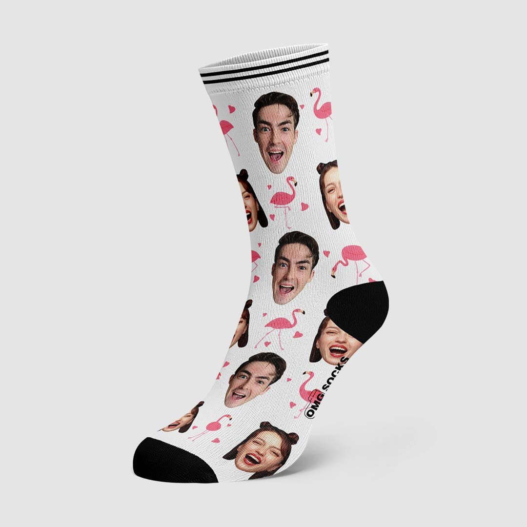 Couple Custom Swan And Face On Socks - PhotoBoxer