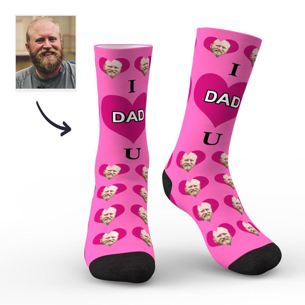 Custom Face Socks I Love Dad Colorful - PhotoBoxer