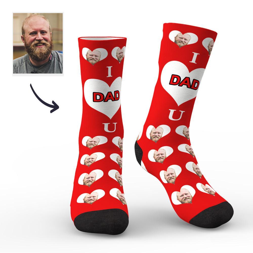 Custom Face Socks I Love Dad Colorful - PhotoBoxer
