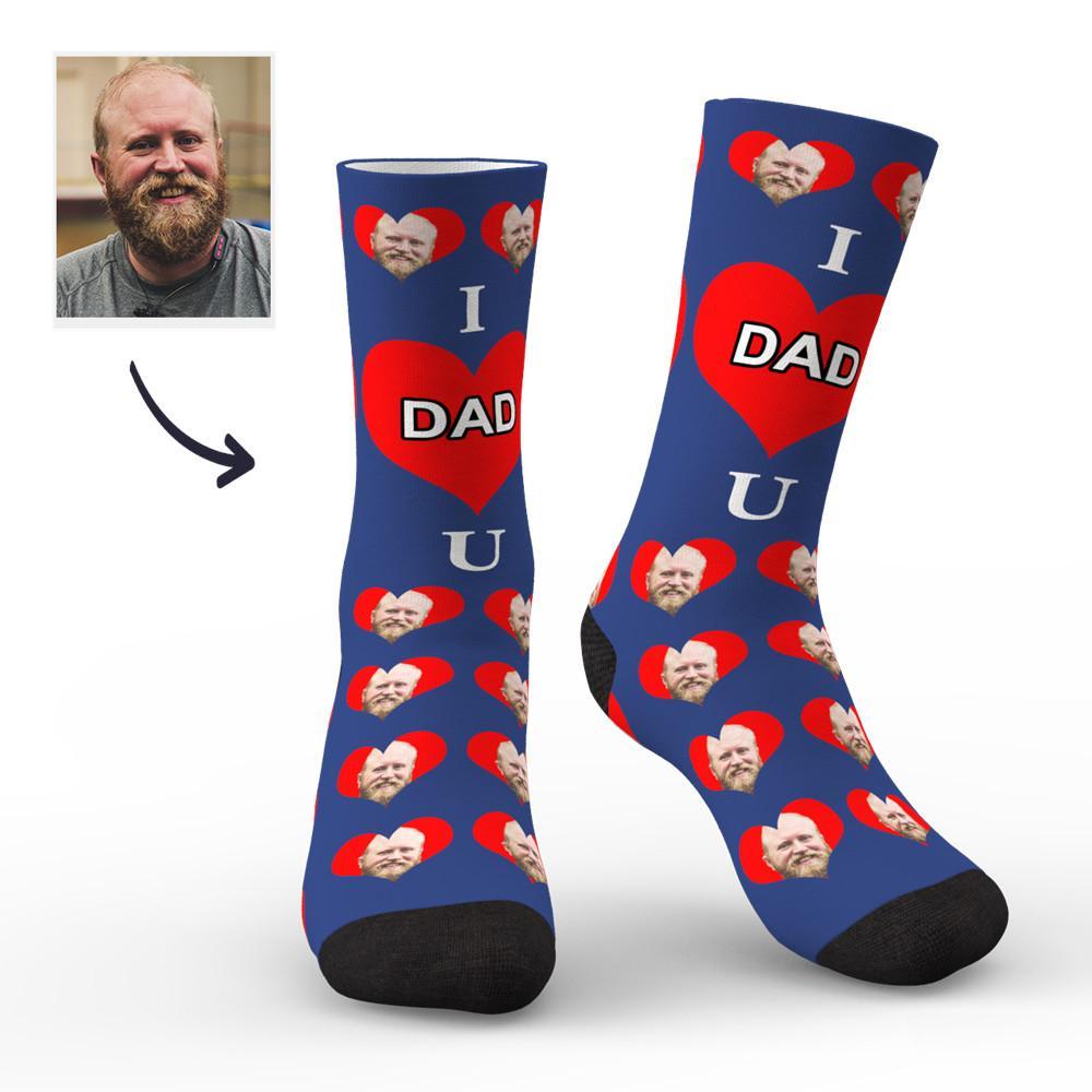 Custom Face Socks I Love Dad Colorful - PhotoBoxer
