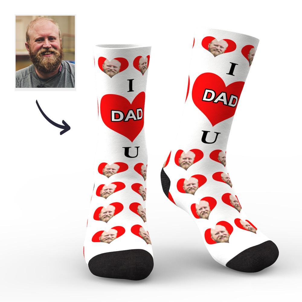 Custom Face Socks I Love Dad Colorful - PhotoBoxer