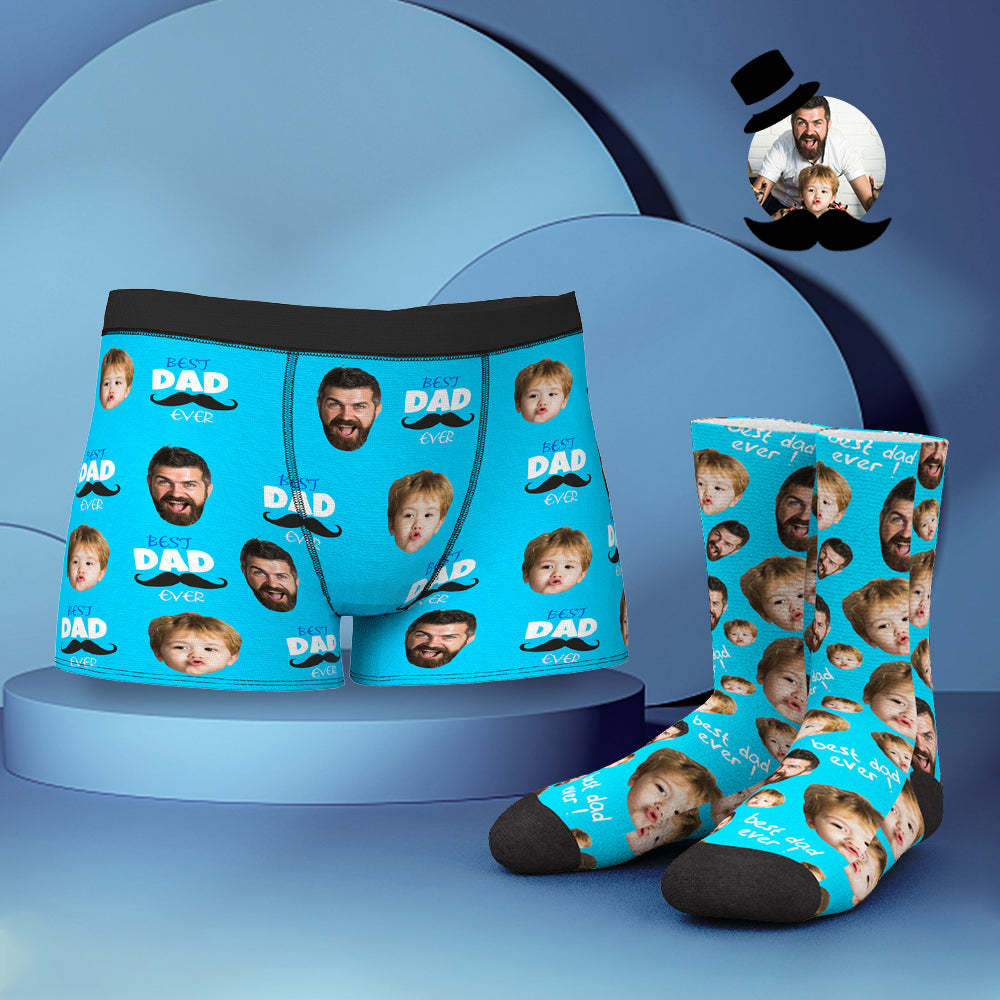 Custom Face Boxer Shorts And Socks Set BEST DAD EVER