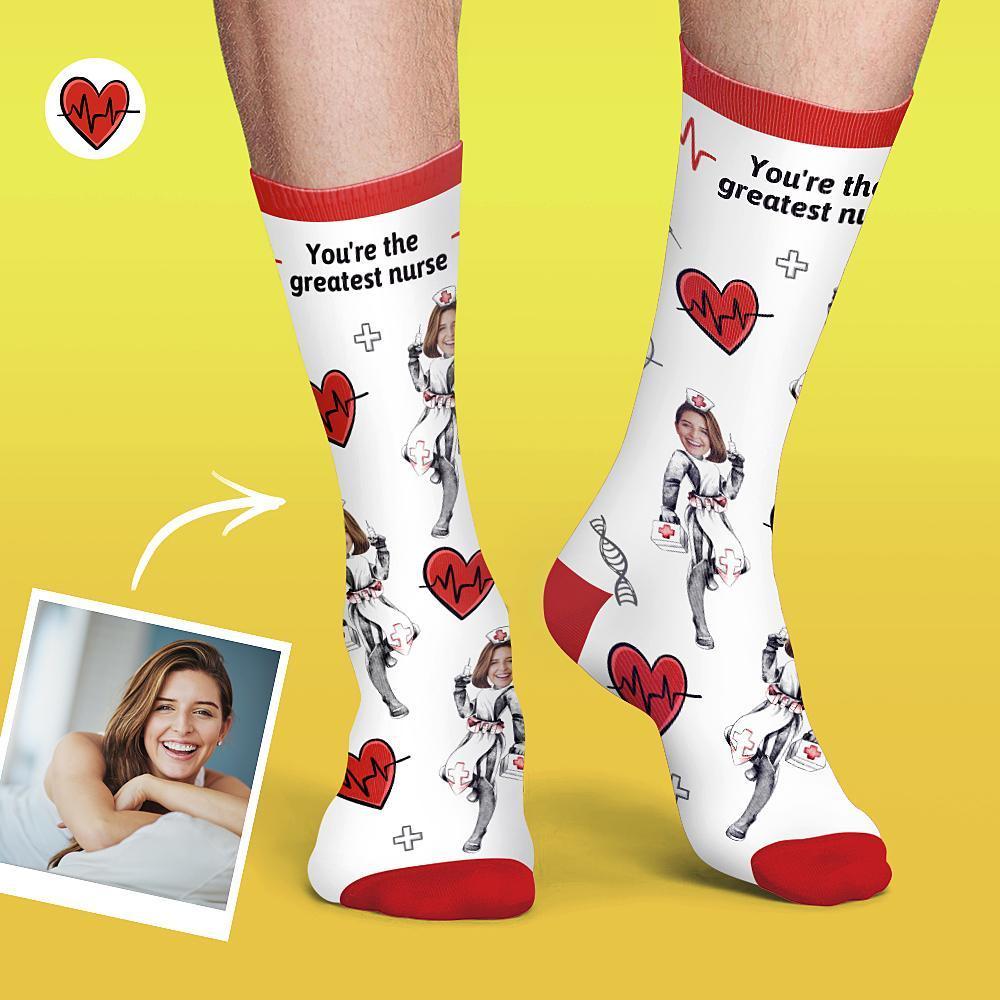 Custom Nurse Socks Add Pictures And Name - PhotoBoxer